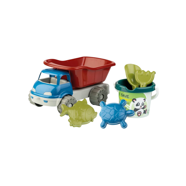 Set jucarii apa si nisip cu basculanta, galetusa, forme si unelte recycled - okeagi6041-0ric