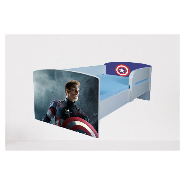 Pat Baieti Captain America 2-16 Ani Cu Saltea Inclusa De 180x80 Cm Tv3028