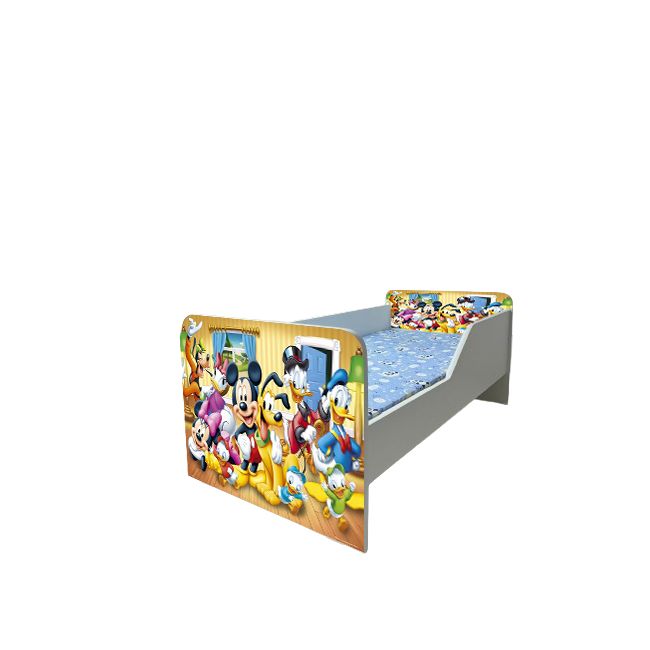 Pat Copii Mickey Si Prietenii 180x80 Cm, Cu Saltea Inclusa Ptv3006