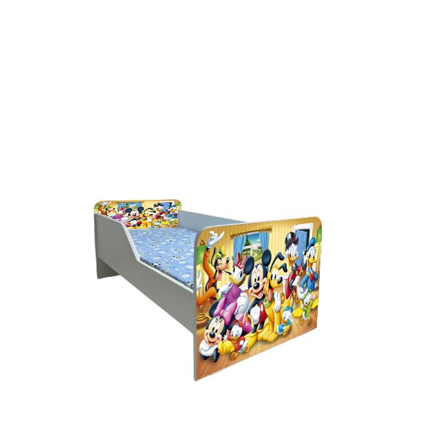 Pat Copii Mickey Si Prietenii 180x80 Cm, Cu Saltea SafeNest Ptv3006