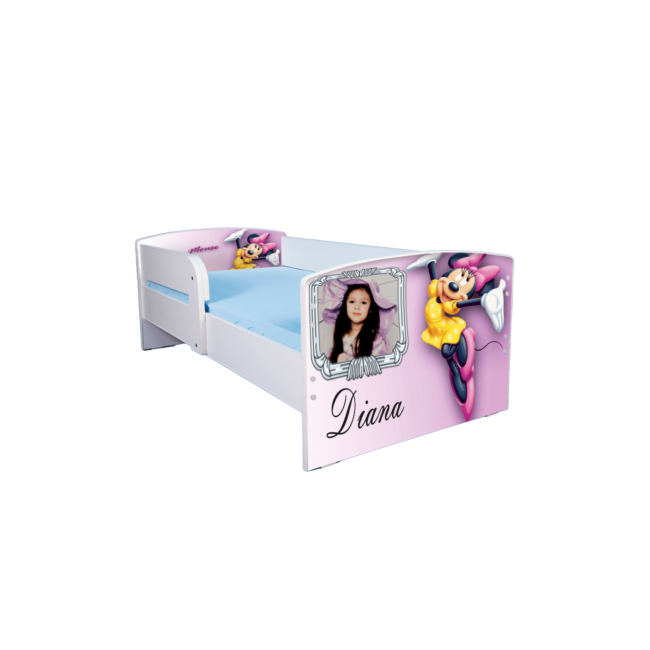 Pat Fete 2-16 Ani Personalizat Cu Minnie, Saltea SafeNest 180x80 Cm Ptv2999