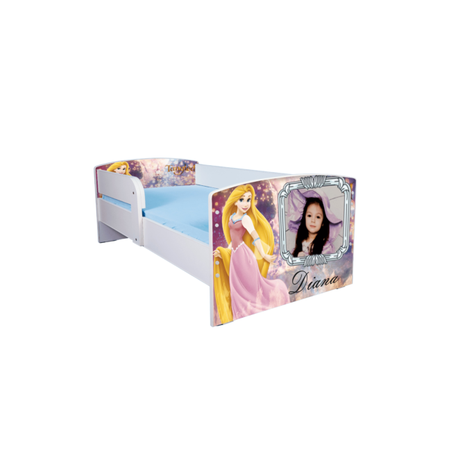 Pat Personalizat Rapunzel Cu Saltea SafeNest 180x80 Cm Ptv3007