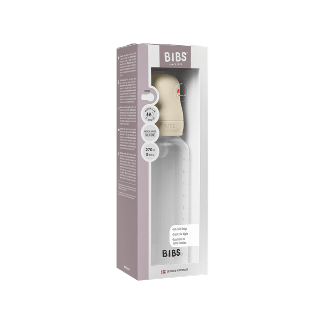 Bibs - set complet biberon anticolici, 270 ml, silicon, ivory bbb50171216