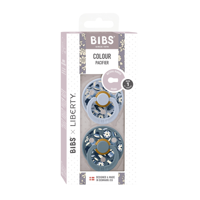 Bibs x liberty - set 2 suzete colour bobo latex, tetina rotunda, 0 luni+ bbbsetlibertybobocolourlatex1