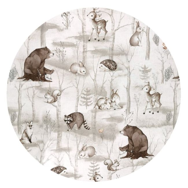 Lenjerie patut cu 3 piese, MimiNu, Pentru patut 120x60 cm, Cu protectie laterala, Din bumbac, Din bumbac certificat Oeko Tex Standard 100, Design, Woodland BYN6426972026604