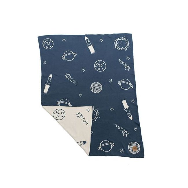 Niu paturica din bumbac organic cu doua fete 80x100 cm space lvtkniu3969