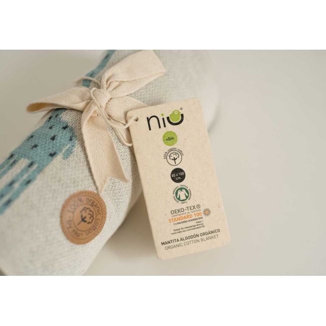 Niu paturica din bumbac organic cu doua fete 80x100 cm space lvtkniu3969