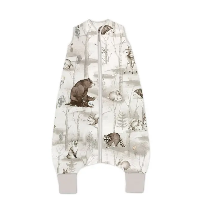 Sac de dormit, MimiNu, Cu picioruse, De iarna, Din bumbac certificat Oeko Tex Standard 100, Cu fermoar pe mijloc, 103 cm, 2-6 ani, 2.5 Tog, Design, Woodland BYN6426972026796