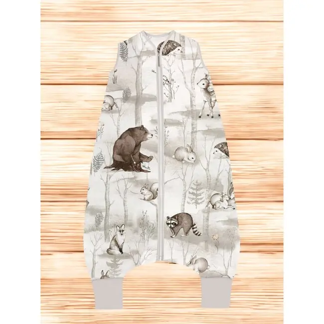Sac de dormit, MimiNu, Cu picioruse, De iarna, Din bumbac certificat Oeko Tex Standard 100, Cu fermoar pe mijloc, 103 cm, 2-6 ani, 2.5 Tog, Design, Woodland BYN6426972026796