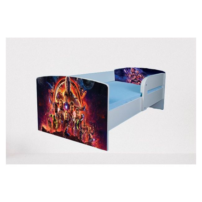 Pat Pentru Baieti 2-16 Ani Eroi Avengers, Include Saltea SafeNest 180x80 - Ptv3027