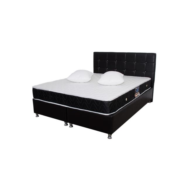 Set saltea ortopedica, praga 160x190x22 cm, cu plasa de arcuri tip bonell, box spring system, fermitate medie, sistem de aerisire perimetral, saltsib plus 2 perne matlasate microfibra 50x70cm, lavabile la 60°c drm1723
