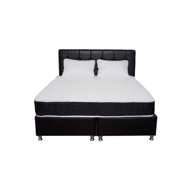 Set saltea ortopedica, praga 160x190x22 cm, cu plasa de arcuri tip bonell, box spring system, fermitate medie, sistem de aerisire perimetral, saltsib plus 2 perne matlasate microfibra 50x70cm, lavabile la 60°c drm1723