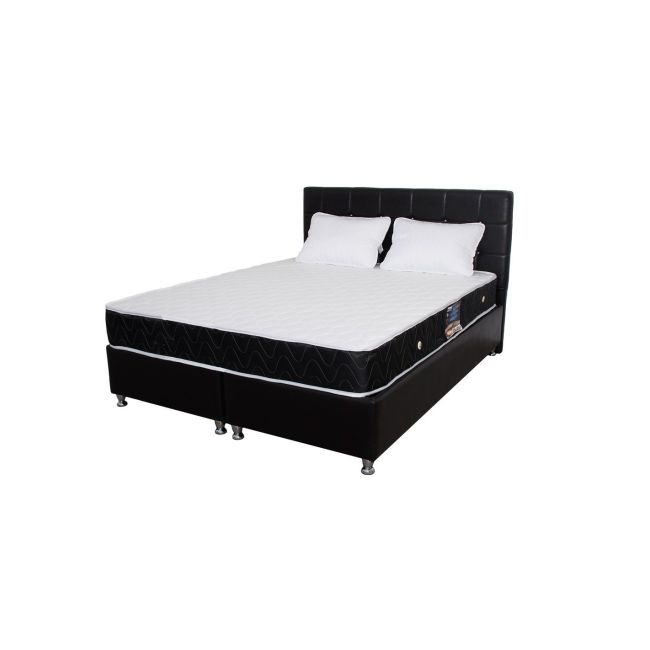 Set saltea ortopedica, praga 160x190x22 cm, cu plasa de arcuri tip bonell, box spring system, fermitate medie, sistem de aerisire perimetral, saltsib plus 2 perne matlasate microfibra 50x70cm, lavabile la 60°c drm1723