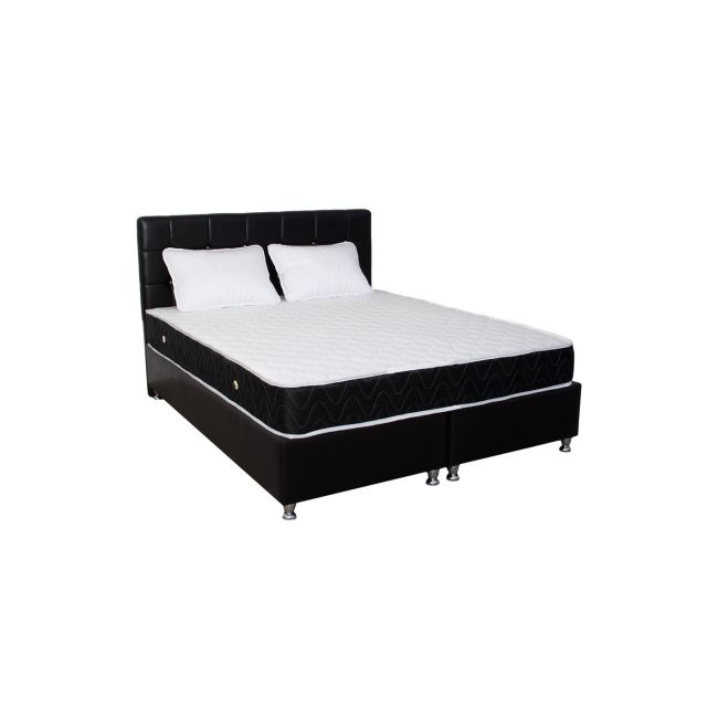 Set saltea ortopedica, praga 160x190x22 cm, cu plasa de arcuri tip bonell, box spring system, fermitate medie, sistem de aerisire perimetral, saltsib plus 2 perne matlasate microfibra 50x70cm, lavabile la 60°c drm1723
