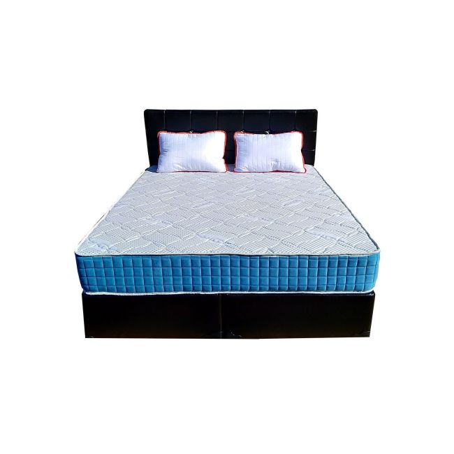 Set saltea ortopedica cu spuma poliuretanica, memory foam 5 cm paris, 140x190x23cm, fermitate tare, sistem de aerisire perimetral, saltex plus 2 perne matlasate microfibra 50x70cm, lavabile la  60°c drm1677