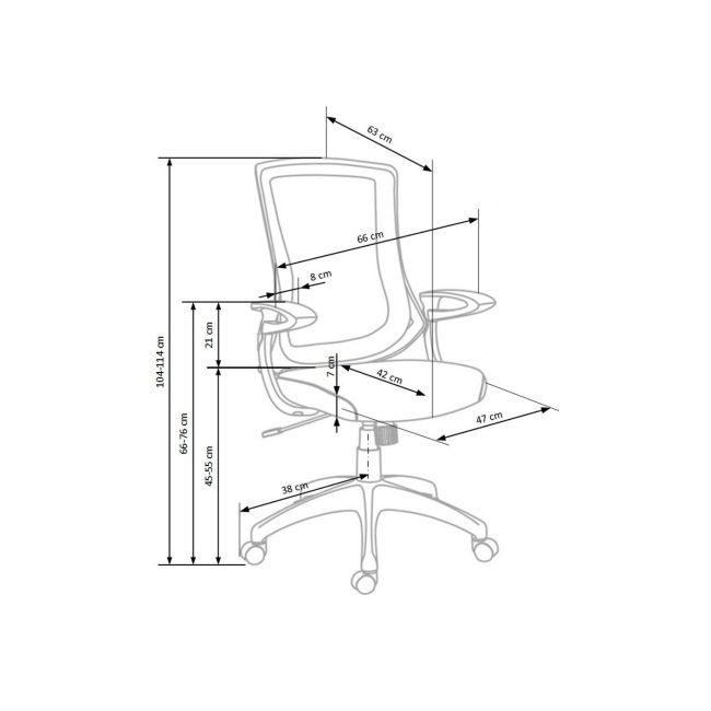 Scaun directorial hm igor, ergonomic, cadru polipropilena, tapiterie mesh, inaltime ajustabila, 100 kg, 114x66x63 cm, alb/gri drm2029