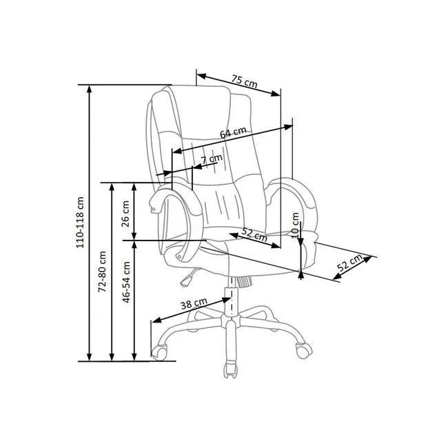 Scaun directorial mh rudy, ergonomic, mecanism balans, piele ecologica, confort sporit, inaltime reglabila, 110 kg, maro drm2196