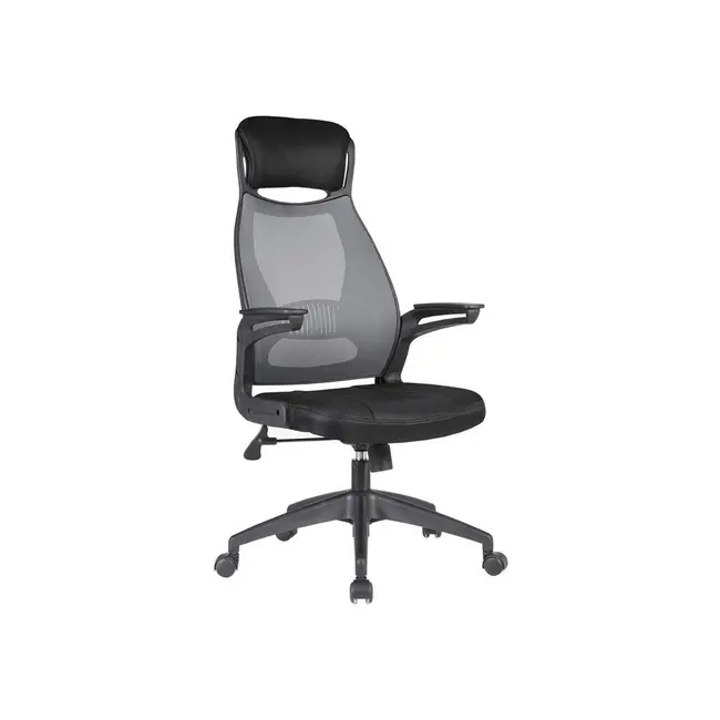 Scaun directorial hm solaris, mesh, cadru polipropilena, inaltime ajustabila, sistem de balansare, cu tetiera, 110 kg, 124x58x62 cm, gri drm2224