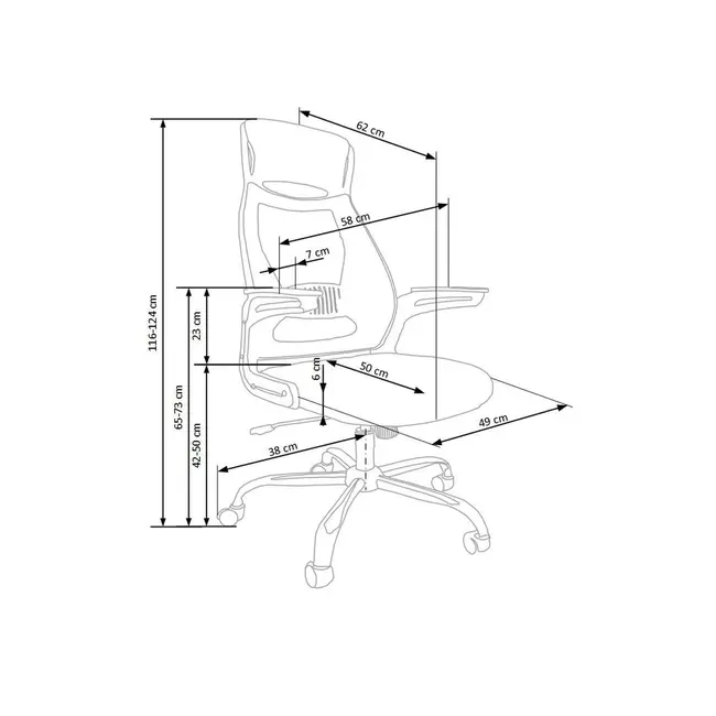 Scaun directorial hm solaris, mesh, cadru polipropilena, inaltime ajustabila, sistem de balansare, cu tetiera, 110 kg, 124x58x62 cm, gri drm2224