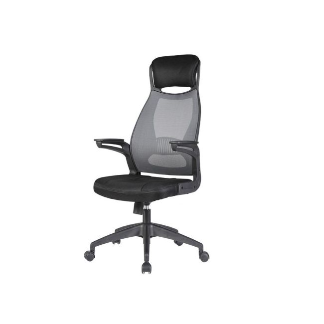 Scaun directorial hm solaris, mesh, cadru polipropilena, inaltime ajustabila, sistem de balansare, cu tetiera, 110 kg, 124x58x62 cm, gri drm2224