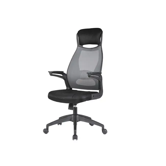 Scaun directorial hm solaris, mesh, cadru polipropilena, inaltime ajustabila, sistem de balansare, cu tetiera, 110 kg, 124x58x62 cm, gri drm2224