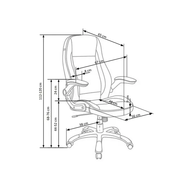 Scaun directorial hm saturn, cadru polipropilena, piele ecologica perforata, inaltime ajustabila, manere reglabile, mecanism balansare, 120 kg, alb drm2785