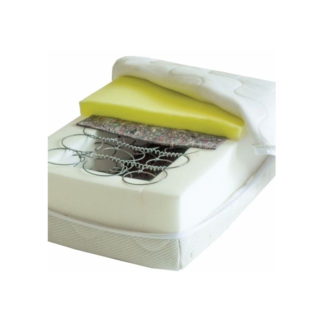 Set saltea cu arcuri, cronos hr spring comfort 140x200x24cm, cu spuma poliuretanica hr 3,5 cm pe ambele fete, husa detasabila tricot, hipoalergenic, fermitate medie, saltsib plus 2 perne ortopedice memory 52x32 cm drm3579
