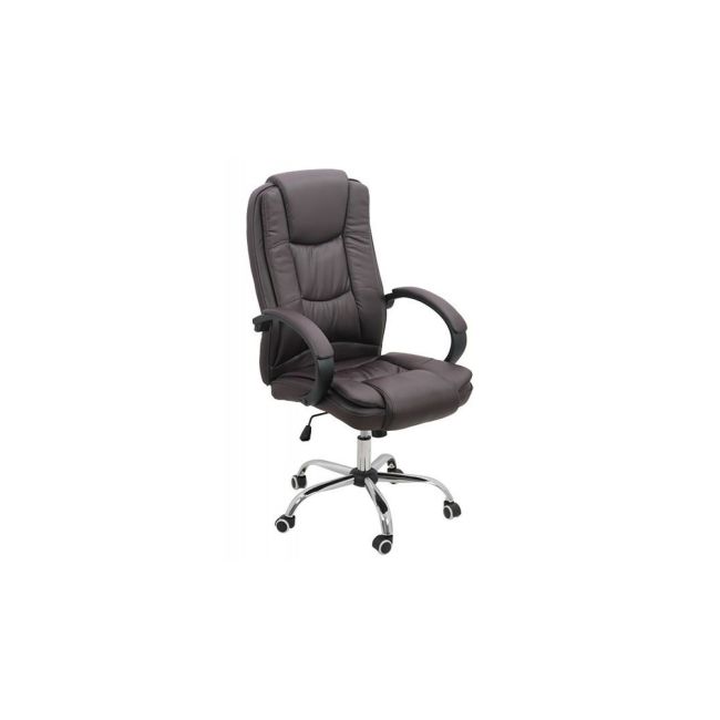 Scaun directorial off 429, piele ecologica, pivontant, rotire 360, baza cromata, 110 kg, maro drm4147