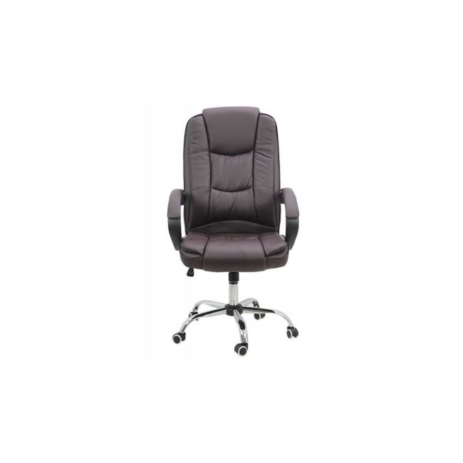 Scaun directorial off 429, piele ecologica, pivontant, rotire 360, baza cromata, 110 kg, maro drm4147