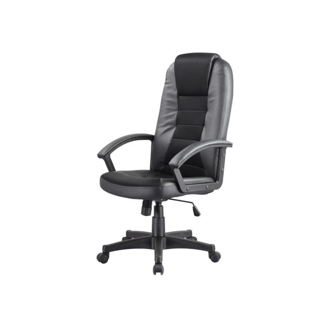 Scaun directorial sl q019, cadru polipropilena, tapiterie piele ecologica cu insertii stofa, inaltime ajustabila, 100 kg,  negru drm3922