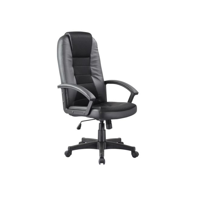 Scaun directorial sl q019, cadru polipropilena, tapiterie piele ecologica cu insertii stofa, inaltime ajustabila, 100 kg,  negru drm3922