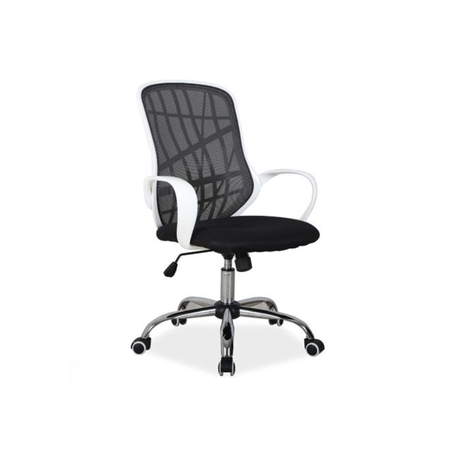 Scaun de birou cu mesh sl dexter, cadru cromat, mecanism de balans, roti pivotante, 100 kg, alb/negru drm4770