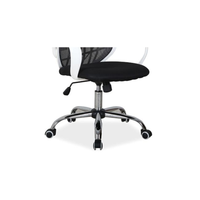 Scaun de birou cu mesh sl dexter, cadru cromat, mecanism de balans, roti pivotante, 100 kg, alb/negru drm4770