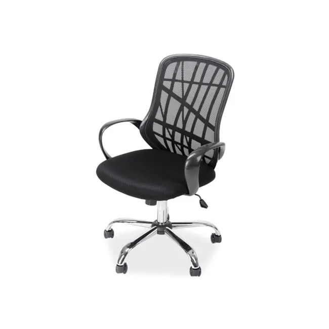 Scaun de birou cu mesh sl dexter, cadru cromat, mecanism de balans, roti pivotante, 100 kg, negru drm4771