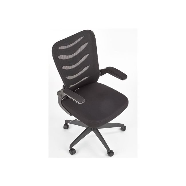Scaun birou cu mesh hm lovren, ergonomic, inaltime reglabila, cotiere rabatabile, baza polipropilena, 100 kg, negru drm8806
