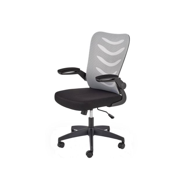 Scaun birou cu mesh hm lovren, ergonomic, suport lombar, inaltime reglabila, cotiere rabatabile, baza polipropilena, 100 kg, negru/gri drm8807