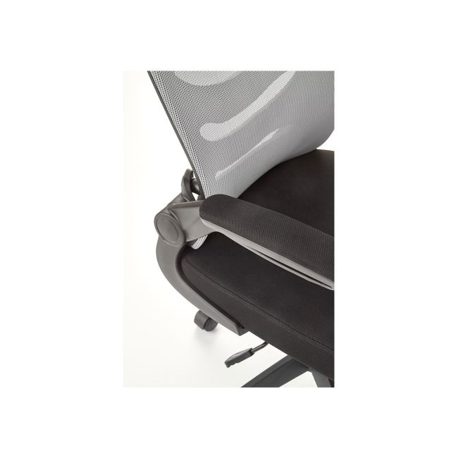 Scaun birou cu mesh hm lovren, ergonomic, suport lombar, inaltime reglabila, cotiere rabatabile, baza polipropilena, 100 kg, negru/gri drm8807