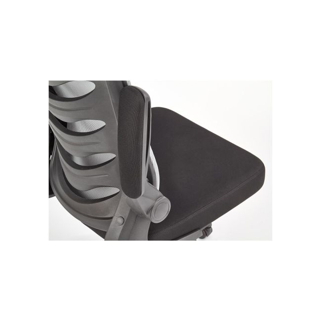 Scaun birou cu mesh hm lovren, ergonomic, suport lombar, inaltime reglabila, cotiere rabatabile, baza polipropilena, 100 kg, negru/gri drm8807