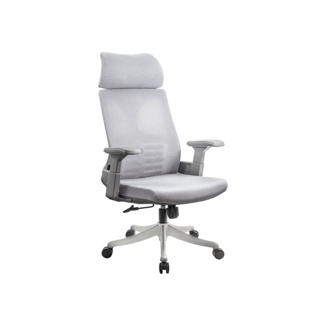 Scaun de birou syyt 9514, ergonomic, mesh, cu tetiera, mecanism de balans, cadru polipropilena, 110 kg, gri drm10267