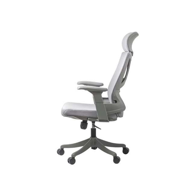 Scaun de birou syyt 9514, ergonomic, mesh, cu tetiera, mecanism de balans, cadru polipropilena, 110 kg, gri drm10267