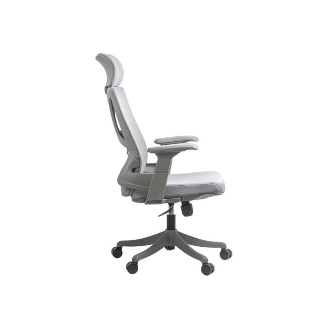 Scaun de birou syyt 9514, ergonomic, mesh, cu tetiera, mecanism de balans, cadru polipropilena, 110 kg, gri drm10267