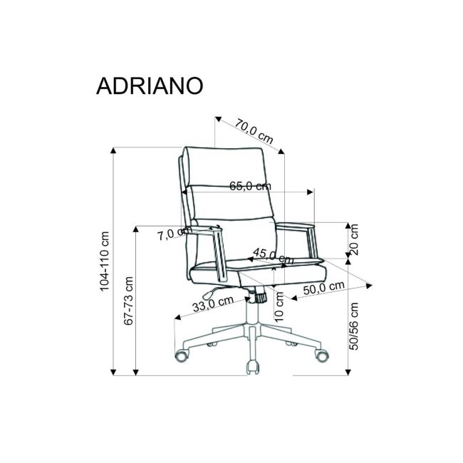 Scaun directorial hm adriano, stofa, inaltime reglabila, mecanism de balansare, perne duble, 100 kg, gri drm10296