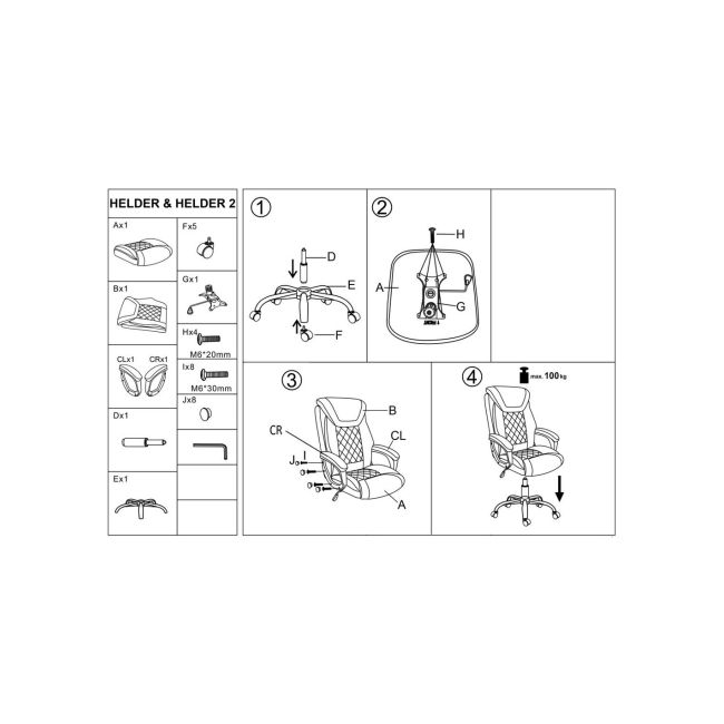 Scaun directorial hm helder, piele ecologica, robust, inaltime reglabila, mecanism de balansare, 100 kg, negru drm10297