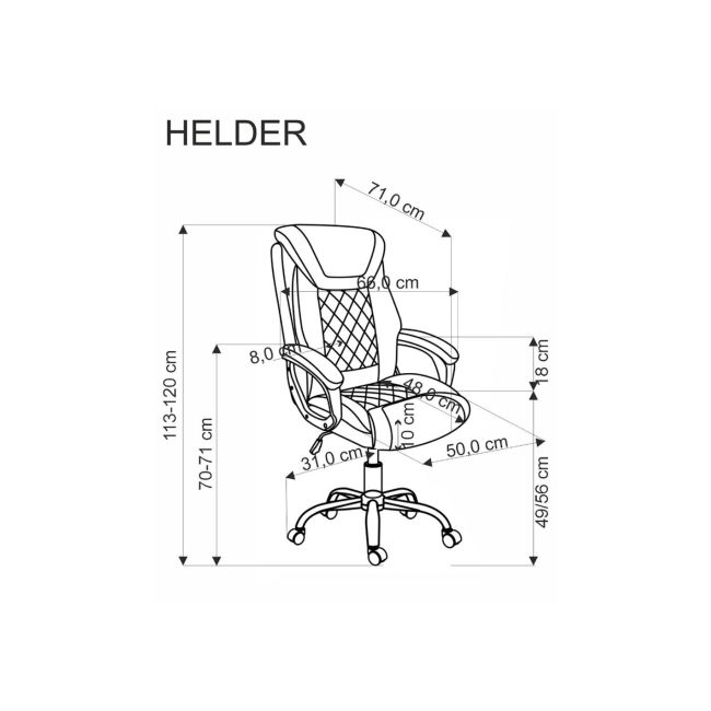Scaun directorial hm helder 2, stofa, cadru metalic cromat, mecanism de balansare, 100 kg, gri drm10298
