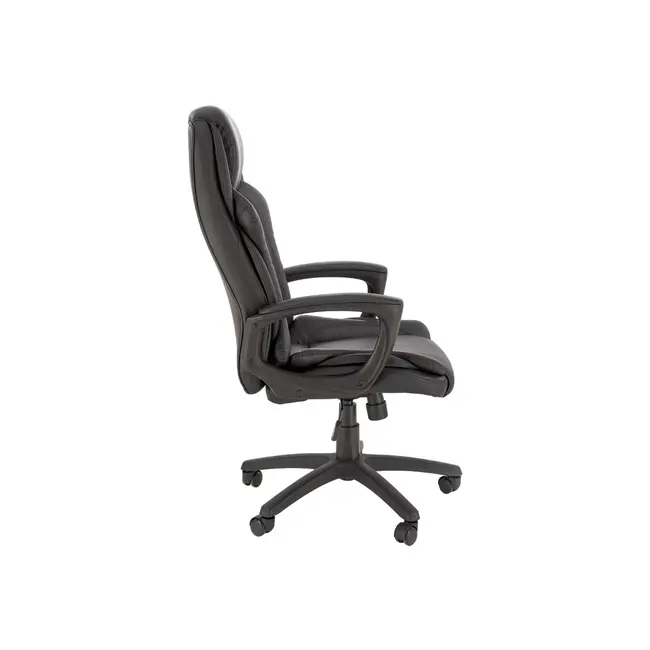 Scaun directorial hm mario, piele ecologica, suport lombar, baza polipropilena, roti pivotante, mecanism de balans, roti de cauciuc,100 kg, negru drm10303