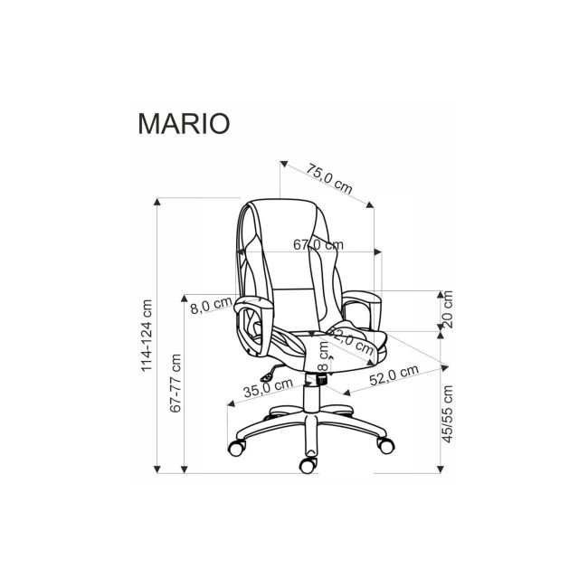 Scaun directorial hm mario, piele ecologica, suport lombar, baza polipropilena, roti pivotante, mecanism de balans, roti de cauciuc,100 kg, negru drm10303