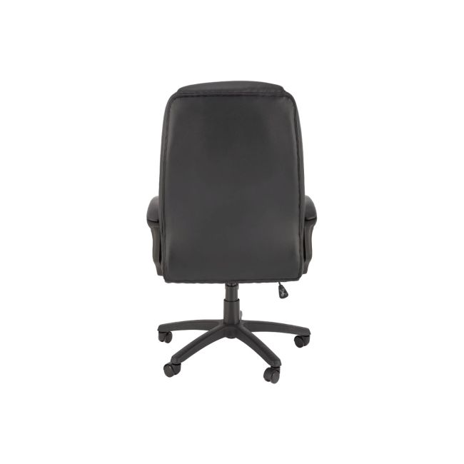 Scaun directorial hm mario, piele ecologica, suport lombar, baza polipropilena, roti pivotante, mecanism de balans, roti de cauciuc,100 kg, negru drm10303