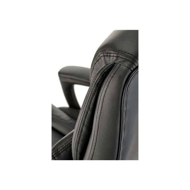 Scaun directorial hm mario, piele ecologica, suport lombar, baza polipropilena, roti pivotante, mecanism de balans, roti de cauciuc,100 kg, negru drm10303