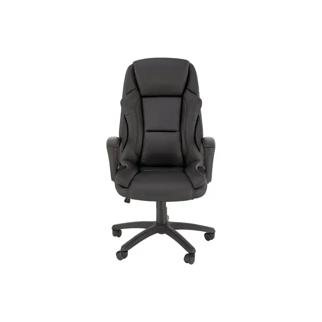 Scaun directorial hm mario, piele ecologica, suport lombar, baza polipropilena, roti pivotante, mecanism de balans, roti de cauciuc,100 kg, negru drm10303