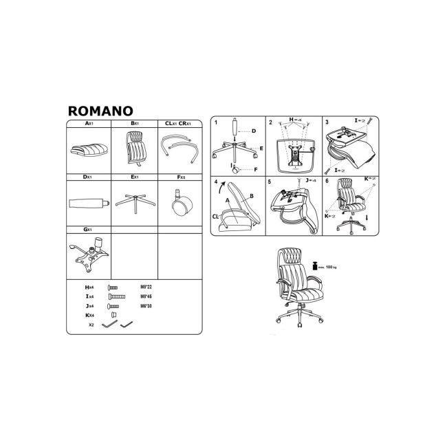 Scaun directorial hm romano, piele ecologica, mecanism de balansare, negru drm10300